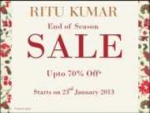 The Ritu Kumar End Of Season Sale - Upto 70% off*. 11.am to 8.pm