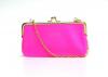 Ayesha Accessories neon pink clutch with a chain
